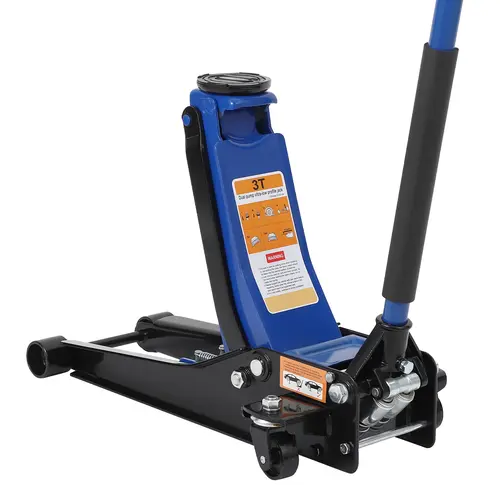 Garvee Upgraded 3 Ton Low Profile Hydraulic Floor Jack - Heavy Duty Q235B Steel Trolley Jack - Dual Pump Quick Lift - 3-19.5 in Lift Range - Perfect for Car, SUV, Truck Maintenance - Blue