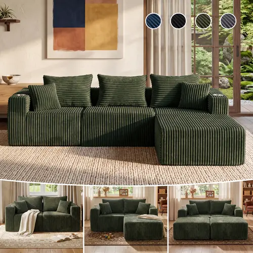 104&70" Modular Boneless Sectional Couch Oversized Deep-Seat No Assembly Required Suitable for Living room/Bedroom/Apartment 0020GE