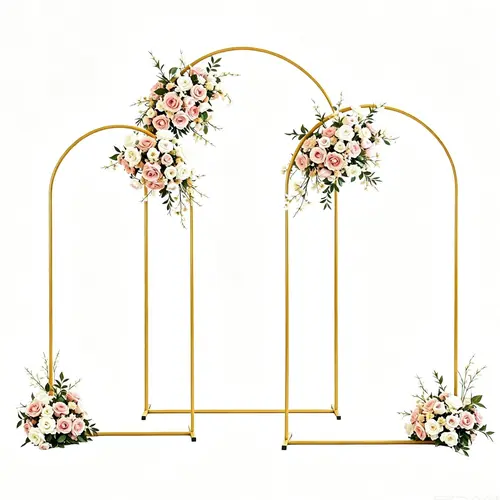 Metal Arch Backdrop Stand 7.2FT+6.6FT+6FT  Wedding Arch Backdrop Stand Set of 3 Gold Arch Backdrop Stand for Wedding Ceremony Baby Shower Birthday Graduation Father's Day Summerwins Floral Balloon Decration Deals For You restock