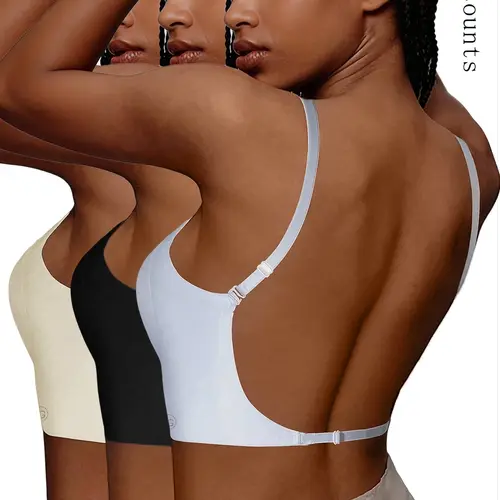 Women's Seamless Backless Bra, Multi-Strap Convertible Design Wireless Push-Up Max Support Chic Elegant Bra, Suitable for Wedding Dresses and Party Gowns, Underwear, Wire Free Seamless