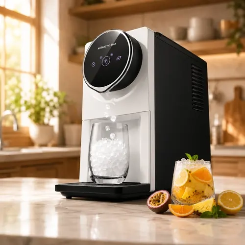 Antarctic Star GEN 2 Countertop Automatic Nugget Ice Maker - Minimalist Kitchen Appliance, Compact Soft Chew Ice Machine with Auto Dispense, Self-Cleaning, Smart Touchscreen, Energy-Saving, 33Lbs/Day, 1.8L Tank, 0.7kg Capacity for Home Bars, Dorms, 15Kg