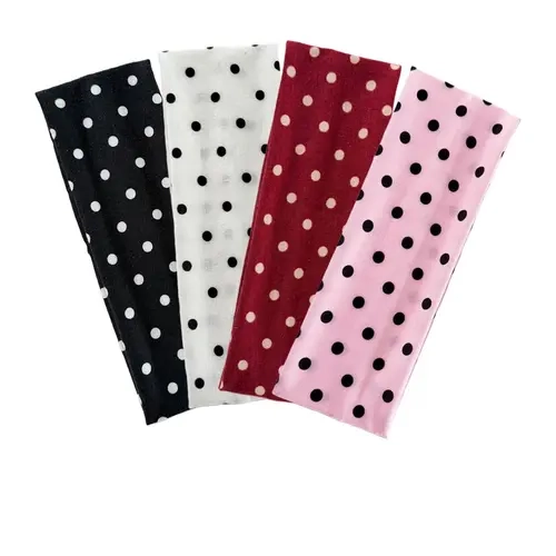 4pcs Women's Polka Dot Sports Headbands, Workout Athletic Headbands, Elastic Sweat-Wicking Stretchy Headbands, Soft Breathable Fabric, Ideal for Dates, Vacations, Yoga, Running, Men's Headbands