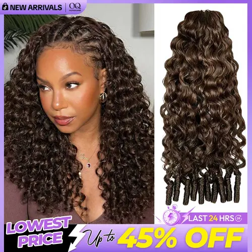 OQ HAIR #4 Chocolate Brown Feather Crochet Human Hair Burmese Curly Machine Made Crochet Weave Hair Extensions for Volume and Length #SohoChic #TikTokShopBackToSchool