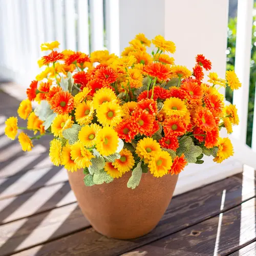 Ivydale Dahlia Artificial Decorative Flowers, 6 Bundles Waterproof UV-Resistant Plastic Silk Faux Plants, Realistic for Outdoor Planters Front Door Garden Wedding Decor & Indoor Home Gift