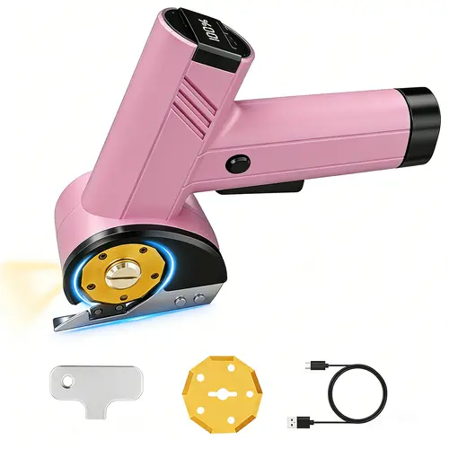 Cordless Electric Cardboard Cutter - 4-Speed Adjustment, 4.2V, LED Light, Safety Lock, Extra Blades, Sewing Tool for Fabric, Leather, Carpet, Upholstery, Metal, Packaging, DIY Tools, Home Workshop
