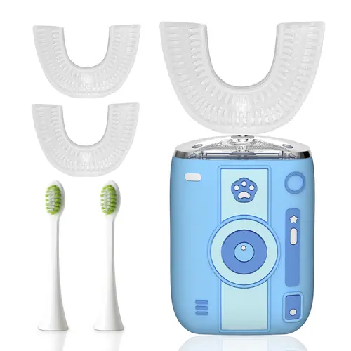 Adult Sonic Automatic Electric Toothbrush, 360° Oral Cleaning Stain Whitening, IPX7 Waterproof Rechargeable, u-Shape Brush Head*3+Straight Handle Brush Head*2, Suitable for Travel or Home Use summerwins