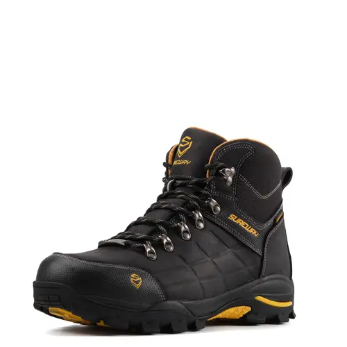 SUREWAY Men's 6" Soft/Steel Toe Lightweight Waterproof Work Boot - Leather,Lace Up,Oil/Slip Resistant Dual-Density Comfortable EH Construction Industrial Ankle Safety Men Work Boots,Roofing, Hunting