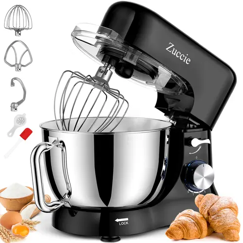 ZUCCIE 4.8QT Electric Standing Mixer, 380W 8+Speed Kitchen Mixer with Dough Hook, Whisk, Beater for Baking