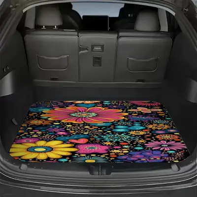 Car trunk mats with various patterns, non-slip durable cargo mat, unique design, waterproof car trunk floor mat that protects vehicle interior from dirt, spills, and scratches