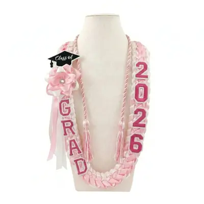 Handmade Ribbon Lei Necklace, Hawaiian-Inspired Graduation Accessory with Colorful Decorative Charms, Lightweight Garland for Photo Shoots & Special Events, Graduation Party Decor, Parties