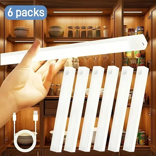 6-Pack Motion Sensor Lights, USB Wireless Cabinet Downlights with Adjustable Color Temperature & Dimming, Dimmable Night Light for Indoor Pantry, Kitchen, Bedroom, Wardrobe, Home Decor Accessories, Valentine's Day Gift,summerwins