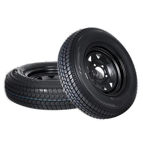 GARVEE New Upgraded 2-Pack ST175/80D13 Trailer Tires with Rims, 5 Lug on 4.5" Bolt Pattern, 2pcs ST175 80D13 6PR, 6-Ply Construction, Bias Ply Design, All-Season, Black 13" Spoke Wheel, Load Range C for Utility Trailers, Heavy Duty, Boat Trailers