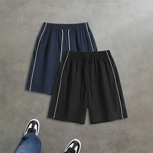 2-Pack Men’s Summer Striped Casual Shorts – Loose Fit, Versatile Athletic Style