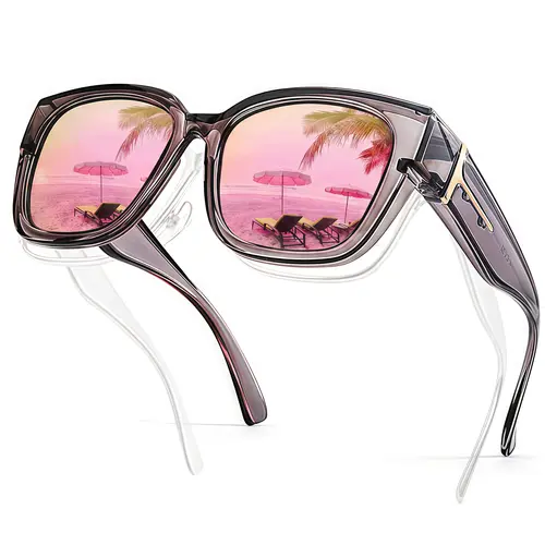 EUNOIALENS Women's Fit Over Square Frame Sunglasses - Oversized Polarized Lenses, UV400 Protection, T-Zone Temples, Wrap-Around Design, for Casual Driving & Daily Wear, Stylish Women's Gift Accessory, Sunglasses For Women