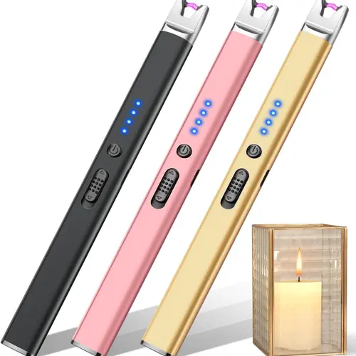 LcFun Portable Electronic Lighter - USB Rechargeable Plasma Arc, Safety Lock, Windproof, Lightweight, Compact, LED Display, for Candle, Outdoor Grill, Camping (Home Supplies, Home Decor Accessory), Batteries, Campfire / Bbq Party