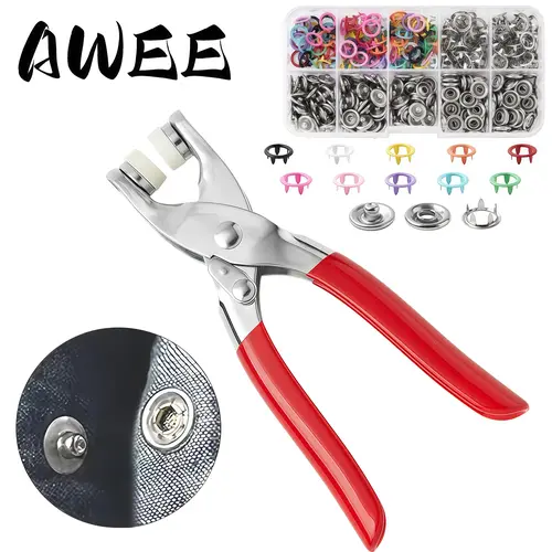 100Pcs Colorful Metal Snap Buttons Kit With Press Pliers Portable Fastener Snaps DIY Sewing Tools For Clothes Hats Bags Garment Craft Repair
