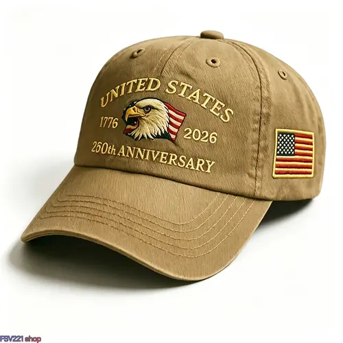 2026 New Arrival Unisex Patriotic Baseball Hat - 3D Heat-Transfer Logo, U.S. 250th Anniversary (1776-2026) Commemorative, Adjustable USA Cap, America Graphic Hats, Eagle & Flag Prints, Americana Stars, Breathable Fabric, Casual, Memorial Day Accessory, Pr