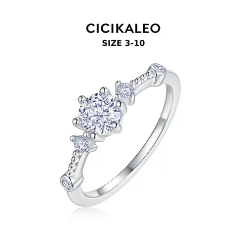 CICIKALEO 0.5ct Moissanite Pinky Rings for Women 81-Facet Cut 18K White Gold Plated  Lab-Created Engagement Promiserings Wedding Gifts for Her #Summervibes