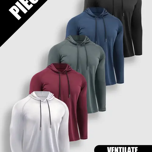5-Pack Men’s Athletic Hoodies – Lightweight, Breathable Long-Sleeve Tops for Gym and Everyday Wear,back to school,back to school shopping,back to school,back to school haul