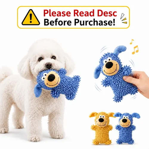 Kawiwi Interactive Plush Dog Squeak Toys Bundle - Non-Chew, Tough, Durable, for Small-Medium Puppies, Engages Biting, Fetch Game, Mop-Like Textures, Teething Relief, Birthday Gift (Supervise Play) - summerwins Fabric