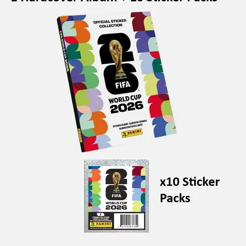 HARD 2026 Panini World Cup Soccer Stickers HARDCOVER Album + 10 Sticker Pack combo *SHIPS SEALED*