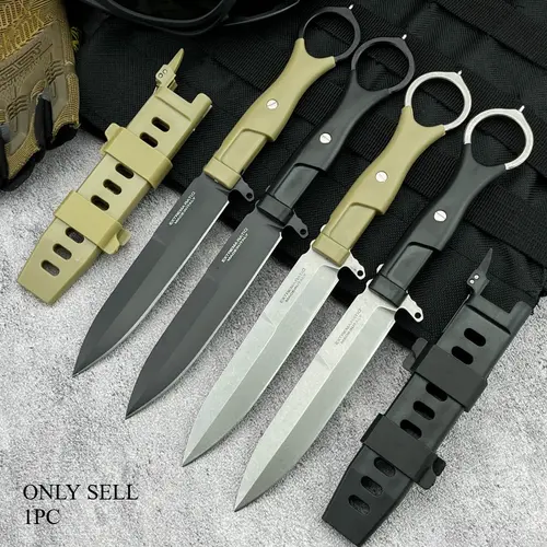 New High-Hardness Survival Fixed-Blade Knife (with Sheath) 8Cr13Mov Blade, Nylon Fiber Handle – Camping, EDC, Outdoor, Jungle Rescue, Cutting, Hiking Knife – Gift & Collectible, Outdoor Knives
