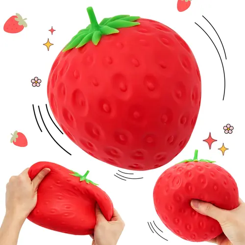 JOYIN Jumbo Strawberry Stress Relief Toy, Squeeze Strawberry Stress Balls, Slow Rising Squishy Fidget Sensory Toy, Soft Squeeze Decompression Dough Gift for Adults and Girls Boys