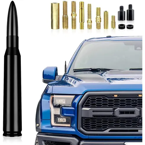Car Truck Bullet Antenna, Auto Antenna Mast, Suitable for GM Chevy Silverado 1500 2500 3500 HD Avalanche GMC Sierra 1500 2500 3500 Denali Heavy Duty Pickup Trucks Accessories (Splice Black)