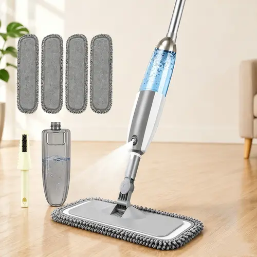 PHANCIR Microfiber Spray Mop for Floor Cleaning, Flat Mop with 4 Washable Pads, 420ml Refillable Water Tank, 360° Rotating Mop Head, Lightweight Non-Slip Handle for Hardwood, Laminate & Tile Floors SummerVibes