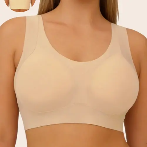 Soft Intention Anti-Gravity Wireless T-Shirt Jelly Bra – Light Lift, Full Coverage, No Underwire, Comfortable Plus Size Everyday Bra