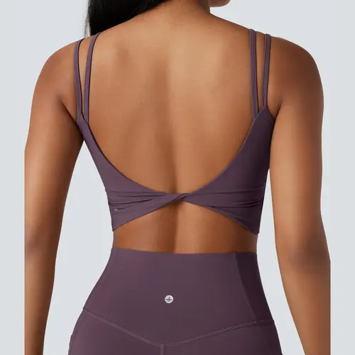 Halara UltraSculpt™ Double Straps Twisted Backless Cropped Yoga Tank Top #BackToSchool