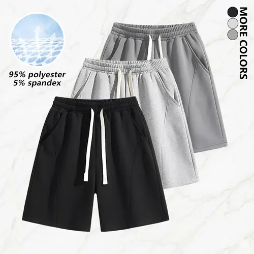 Single pack: fathersdaygift.Men’s gray knit casual athletic jogger shorts — loose fit, breathable cotton shorts for summer.Summervibes