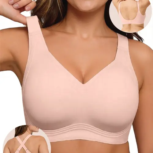 Soft Intention Wireless Jelly Bra W-Shaped Jelly Bra Full Coverage Seamless Bra with Adjustable Straps