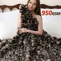 【Back to School】DOWNCOOL 950GSM Faux Fur Bubble Throw Blanket,  Soft Luxury Faux Rabbit Fur Mink Plush Throw for Couch, Sofa and Bed, Soft Fluffy Fuzzy Cozy Blanket Leopart print, #dealsforyoudays #Summerwins