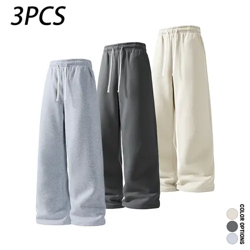 Men’s casual minimalist comfortable long pants for spring and autumn, featuring an elastic waistband with tie closure, a loose fit suitable for sports and fitness, versatile everyday casual long pants.