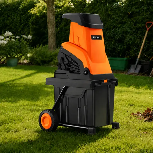 Electric Wood Chipper Shredder for Garden Waste, 15A Portable Yard Mulcher with 10 Gal Collection Bin, 1.77-Inch Branch Capacity, Eco-Friendly Backyard Composting Tool