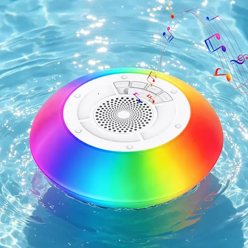 Floating Pool Speaker with Colorful Lights, IPX7 Waterproof, Wireless Bluetooth, Built-in Mic, Surround Sound, for Outdoor Use and Hot Tubs,back to school,back to school haul