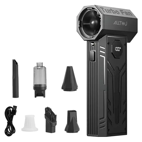 ALLTOU Turbo Fan | High-Speed Air Duster, 5-Speed Adjustable Turbo Jet Blower, Portable Electric Dust Blower with LED Light for Keyboard, Computer, Car & Workshop Cleaning SummerWins,father'sdaygifts