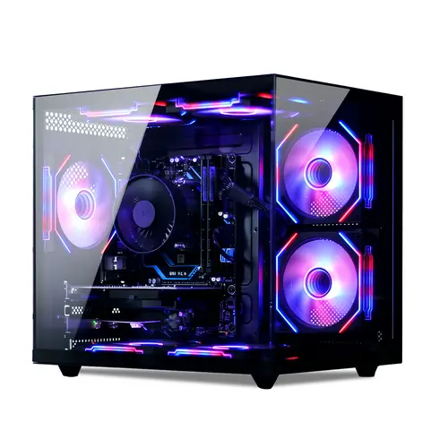Suevery Prebuilt Gaming PC Unit - AMD Ryzen 5 6-Core Up to 4.1GHz Desktop Computer, 16GB DDR4, 512GB SSD, RX 560 4G GPU, RGB Tempered Glass Tower, Wi-Fi 6, Home Office Workstation, Complete Connectivity, Black (for Students)
