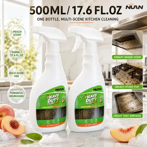 NUAN Heavy Duty Kitchen Degreaser Spray, 500ml Cleaning Compound Kitchen Cleaners - Degreaser for Appliances, Oven & Grill Cleaner - Removes Grease Stains for Stovetops, Range Hoods, Countertops