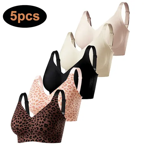 Quietlake Vertvie Jelly Bra Deep V Plunge with Wide Straps Seamless Wireless Bras Comfort & Sexy U-Back Design Everyday T-shirt Bra for Women Casual Wear