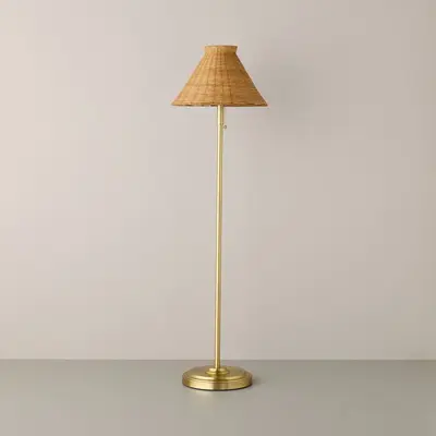 Brass with Rattan Shade Floor Lamp - Hearth & Hand with Magnolia