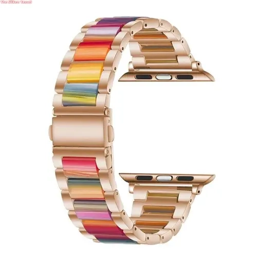 Durable Comfortable Wearable Smartwatch Compatible Band, Adjustable Metal Resin Replacement Strap (No Watch), 38/40/41/42/44/45/46/49mm Sizes, DIY Bag Accessories for Back to School Smartwatch Accessories Personalized