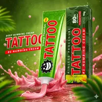 Tattoo Numbing Cream - Green 80% International - Pain Free Tattoos - Effective Numbing Formula for No-Distraction Tattoos