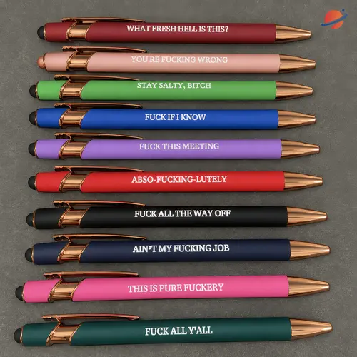 10Pcs Sassy Office Pen Set, Funny Sarcastic Ballpoint Pens with Stylus Tip, Rose Gold Metal Clip, Smooth Writing Desk Pens for Coworkers, Boss, Nurses, Teachers, Work Gifts Colored Pens Set Rainbow Pens,back to school,back to school haul