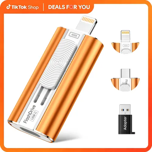 EATOP High-Quality Flash Memory Chip USB Thumb Drive for iPhone & iPad Pro 10.5-Inch, Multi-Device External Storage with High-Speed Transfers, No App Required, Compatible with iOS, Android & PC, Bright Red