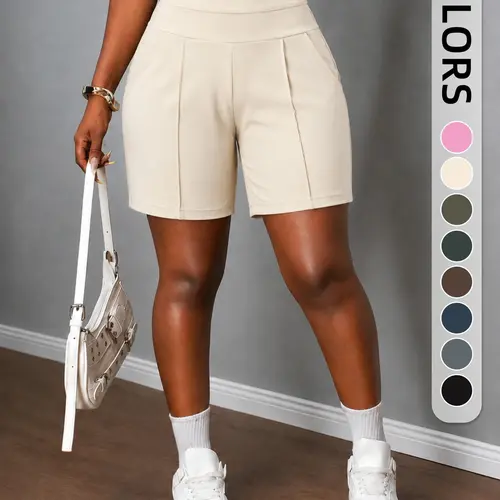 Lightweight High-Waisted Yoga Shorts, Casual Comfortable Wear, Multiple Pockets, Cool Touch Fabric, Loose-Fitting, Unlined, Fitness Yoga Shorts, Athletic Yoga Shorts, Athleisure Shorts, Summer Sport Shorts