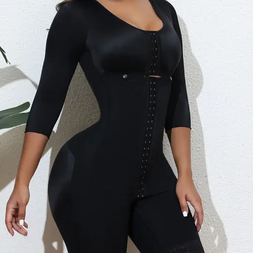 Colombian Faja Shapewear for Women,Shapewear Bodysuit, High Compression Bodysuit,Snatched Body Faja Colombiana Post with Sleeves,  Arm Shaper,  Compression Hook Levels, Tummy Control Shaper, Women's Shapewear for Daily Wear, Everyday Underwear, Slim