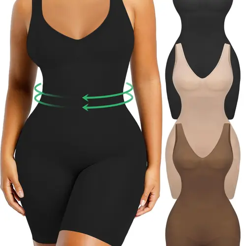 Shapewear Bodysuit Body Shaper Girdle for Women Bodysuits Shapewear Underwear Tummy Control V Neck Butt Lifting Bodycon Romper Backless Seamless Sexy One Piece Shorts