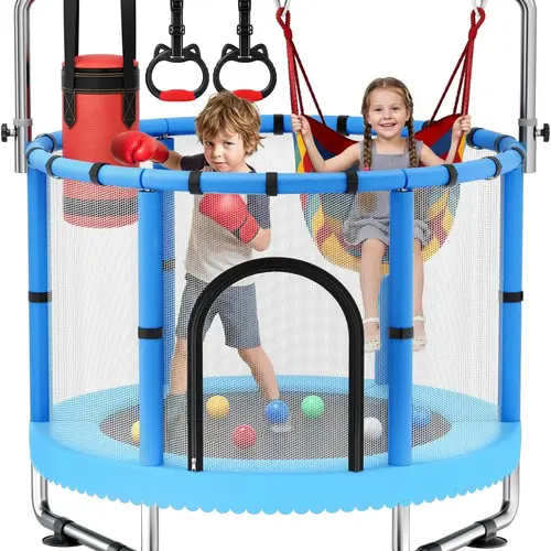 Toddler Trampoline with Safety Net,440lbs Kids Trampoline Indoor Outdoor,Mini Trampoline Playset for Boys & Girls Summer Sale